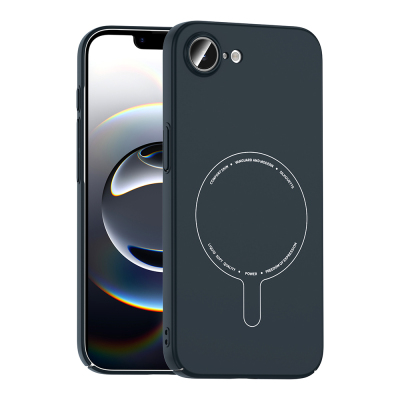 Apple iPhone 17E Kılıf M-Safe Şarj Özellikli Kamera Korumalı Zore Elio Sert PC Kapak Lacivert
