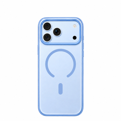 Apple iPhone 18 Pro Case M-safe Charging Enabled Airbag Design Mutural Mist Series Cover Açık Mavi