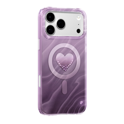 Apple iPhone 18 Pro Case M-Safe Charging Enabled Original Swarovski Crystal Embellished Zore Paris Rovix Hard PC Cover Purple