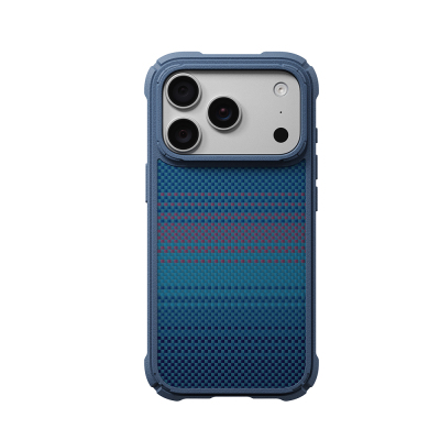 Apple iPhone 18 Pro Case M-safe Charging Enabled Pitaka Tactile Woven Sunset-Moonrise Aramid Series Cairn Cover Navy blue