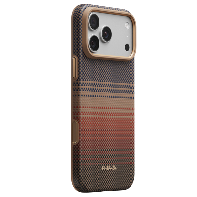 Apple iPhone 18 Pro Case M-safe Charging Enabled Pitaka Tactile Woven Sunset-Moonrise Aramid Series Summa Cover Brown