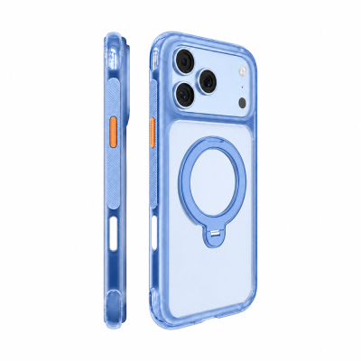 Apple iPhone 18 Pro Case M-safe Charging Stand Airbag Design Mutural Air Shield Series Cover Açık Mavi