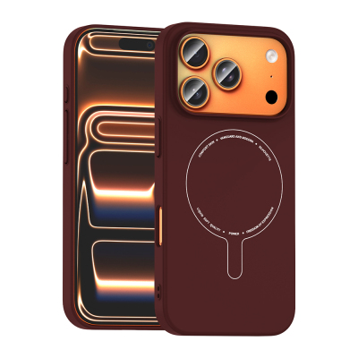 Apple iPhone 18 Pro Case with M-Safe Charging and Camera Protection - Zore Elio Hard PC Cover Bordo