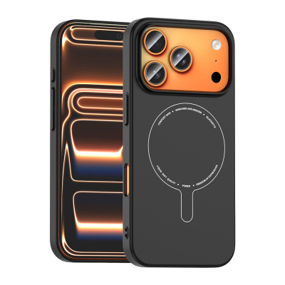 Apple iPhone 18 Pro Case with M-Safe Charging and Camera Protection - Zore Elio Hard PC Cover Black