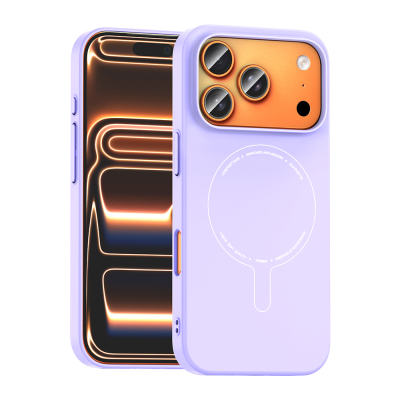Apple iPhone 18 Pro Case with M-Safe Charging and Camera Protection - Zore Elio Hard PC Cover Lila