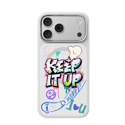 Apple iPhone 18 Pro Case with M-safe Charging Feature, 3D Printed Design, Mutural Graffiti Series Cover White