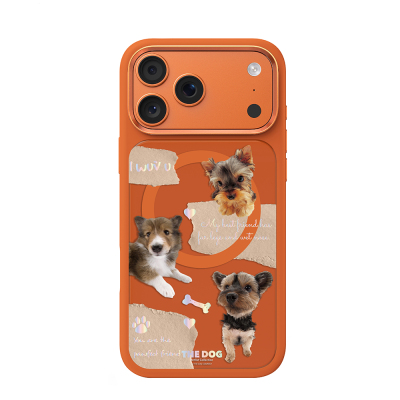 Apple iPhone 18 Pro Case with M-safe Charging Feature, 3D Printed Design, Mutural The Dog Series Cover Orange