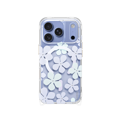 Apple iPhone 18 Pro Case with M-safe Charging Feature, Floral Design, Coehl Mila Series Cover Blue