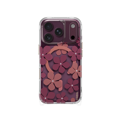 Apple iPhone 18 Pro Case with M-safe Charging Feature, Floral Design, Coehl Mila Series Cover Bordo