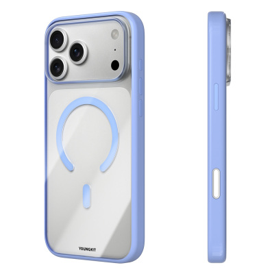 Apple iPhone 18 Pro Case with M-safe Charging Feature, Youngkit Clear Series Cover Açık Mavi