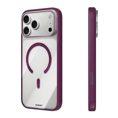 Apple iPhone 18 Pro Case with M-safe Charging Feature, Youngkit Clear Series Cover Bordo