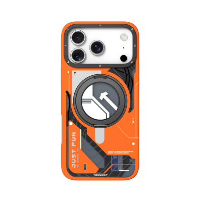 Apple iPhone 18 Pro Case with M-safe Charging Feature, Youngkit Starship Series Cover Orange