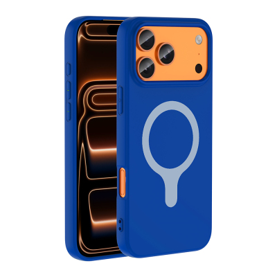 Apple iPhone 18 Pro Case with M-Safe Charging Feature - Zore Aris Silicone Cover Saks Blue