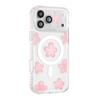 Apple iPhone 18 Pro Case with M-Safe Charging Feature, Zore Paris Elvo Hard PC Cover Pink