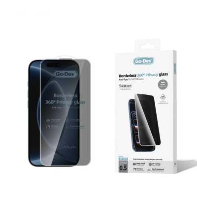 Apple iPhone 18 Pro Go Des AF Borderless Privacy Tempered Glass Screen Protector Black