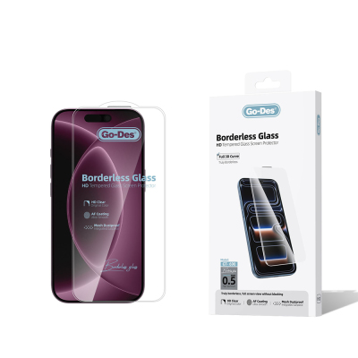 Apple iPhone 18 Pro Go Des Borderless Tempered Glass Screen Protector Şeffaf