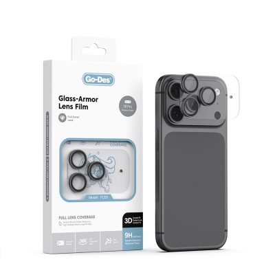 Apple iPhone 18 Pro Go Des FC011 Glass Armor Serisi Kamera Lens Koruyucu Siyah
