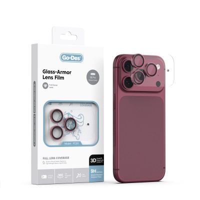 Apple iPhone 18 Pro Go Des FC011 Glass Armor Serisi Kamera Lens Koruyucu Bordo