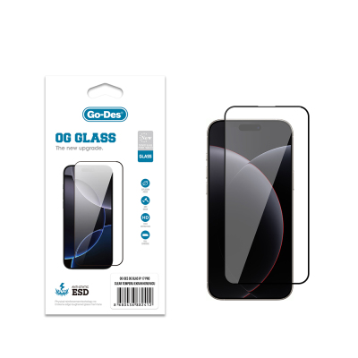 Apple iPhone 18 Pro Go Des OG Glass Antistatik Temperli Cam Ekran Koruyucu Şeffaf