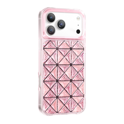 Apple iPhone 18 Pro Kılıf 3D Buz Blok Desenli Zore Paris Kairo TPU Kapak Pembe