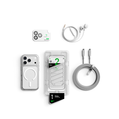 Apple iPhone 18 Pro Kılıf M-safe Özellikli Amazingthing Minimal Serisi 5in1 Aksesuar Seti Beyaz