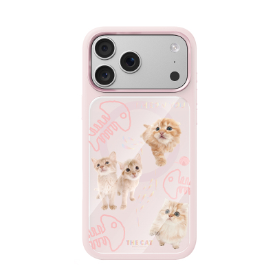Apple iPhone 18 Pro Kılıf M-safe Şarj Özellikli 3D Baskılı Tasarım Mutural The Cat Serisi Kapak Pembe