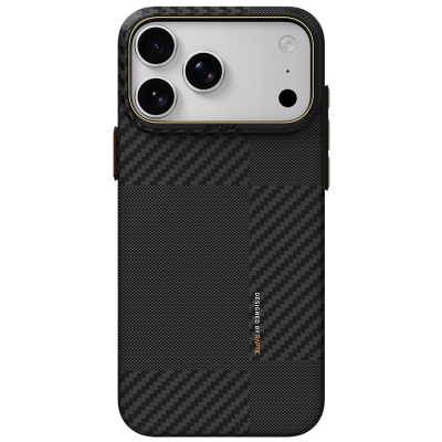 Apple iPhone 18 Pro Kılıf M-safe Şarj Özellikli 600D Metal Kamera Çerçeveli Raptic Aramid Karbon Fiber Geotik Serisi Kapak Siyah