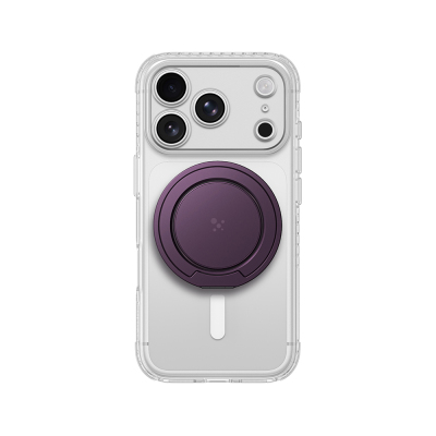 Apple iPhone 18 Pro Kılıf M-safe Şarj Özellikli Amazingthing Titan Pro Serisi Pop Ring Standlı Set Mor