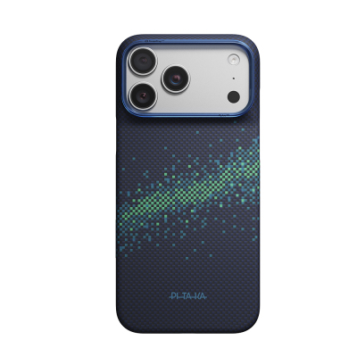 Apple iPhone 18 Pro Kılıf M-safe Şarj Özellikli Aramid Karbon Fiber Pitaka Tactile Woven Starpeak Serisi Milky Way Galaxy Kapak Lacivert