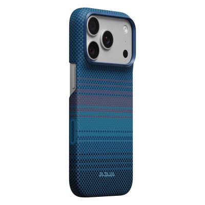 Apple iPhone 18 Pro Kılıf M-safe Şarj Özellikli Aramid Karbon Fiber Pitaka Moonrise 2.0 Nights Serisi Kapak Lacivert