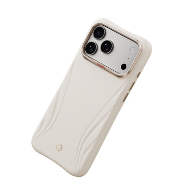Apple iPhone 18 Pro Kılıf M-Safe Şarj Özellikli Çizgili Logolu Udemos Freedom Serisi Kapak Beyaz