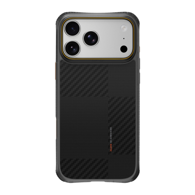 Apple iPhone 18 Pro Kılıf M-safe Şarj Özellikli Metal Kamera Çerçeveli Raptic Aramid Dual Karbon Fiber Mondrian Serisi Kapak Siyah