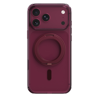 Apple iPhone 18 Pro Kılıf M-safe Şarj Özellikli Raptic Air Stand Serisi Aynalı Arka Yüzey Standlı Kapak Bordo