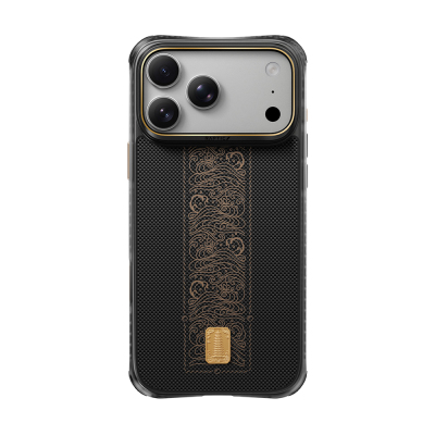 Apple iPhone 18 Pro Kılıf M-safe Şarj Özellikli Raptic Aramid Dual Rise Serisi 24 Ayar Altın Kaplamalı Karbon Kapak Siyah
