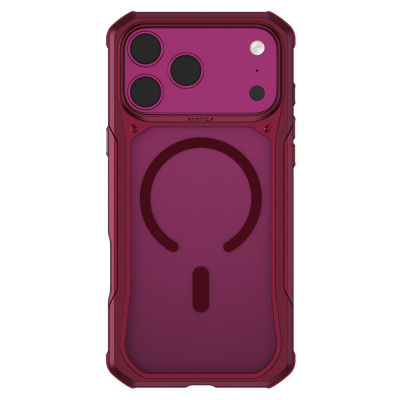 Apple iPhone 18 Pro Kılıf M-Safe Şarj Özellikli Raptic Shield Evo Serisi Airbagli Kapak Bordo