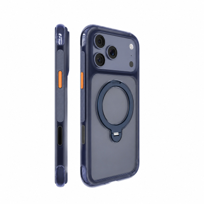 Apple iPhone 18 Pro Kılıf M-safe Şarj Özellikli Standlı Airbag Tasarımlı Mutural Air Shield Serisi Kapak Lacivert