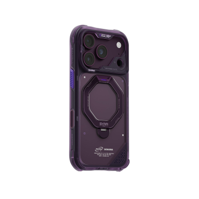 Apple iPhone 18 Pro Kılıf M-safe Şarj Özellikli Standlı Skinarma Saturn Kapak Bordo