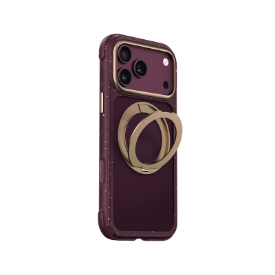 Apple iPhone 18 Pro Kılıf M-safe Şarj Özellikli Wiwu AA-203 AeroArmor Ultra Serisi Airbag Tasarımlı Standlı Kapak Bordo