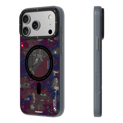 Apple iPhone 18 Pro Kılıf M-Safe Şarj Özellikli Youngkit Camouflage Sykell Serisi Kapak Bordo