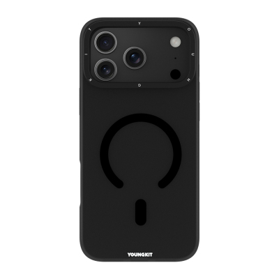 Apple iPhone 18 Pro Kılıf M-safe Şarj Özellikli Youngkit Hidden Sand Serisi Kapak Siyah