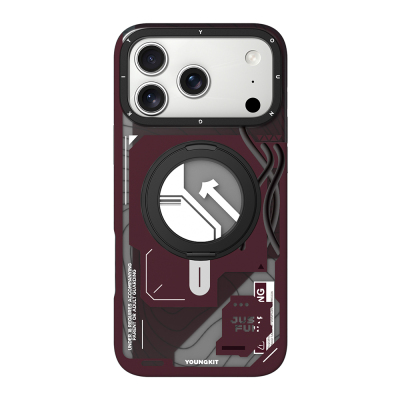 Apple iPhone 18 Pro Kılıf M-safe Şarj Özellikli Youngkit Starship Serisi Kapak Bordo