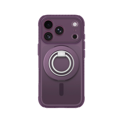Apple iPhone 18 Pro Kılıf M-safe Şarj Özellikli Yüzük Standlı Amazingthing Titan Pro Grip Ring Serisi Kapak Mor
