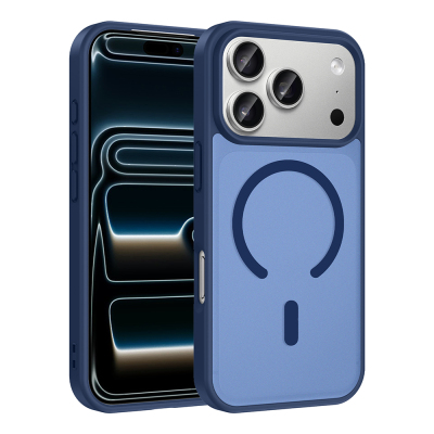 Apple iPhone 18 Pro Kılıf M-safe Şarj Özellikli Zore Babet Kapak Mavi