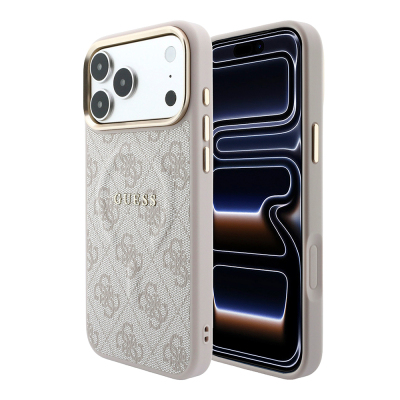 Apple iPhone 18 Pro Max Case – Genuine Licensed Guess – MagSafe Compatible – Metal Camera Bezel – C-Magnet – 4G Pattern & Logo – Cover Pink