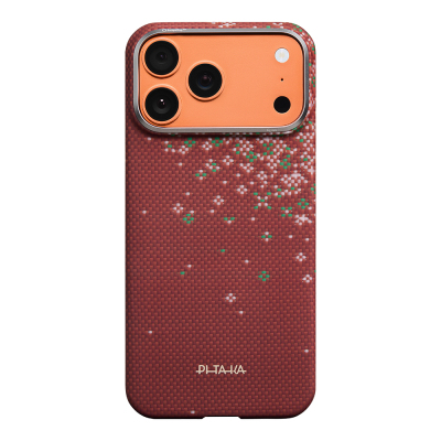 Apple iPhone 18 Pro Max Case M-safe Charging Enabled Aramid Fiber Pitaka Sakura Hours Series Cover Red