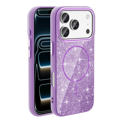 Apple iPhone 18 Pro Max Case M-safe Charging Enabled Glowing Glitter Zore Oxo Cover Derin Mor