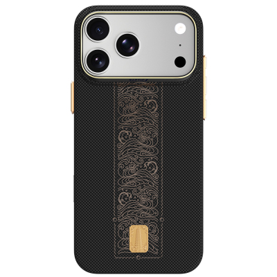 Apple iPhone 18 Pro Max Case M-safe Charging Enabled Raptic Aramid Skin Rise Series 24K Gold Plated Cover Black