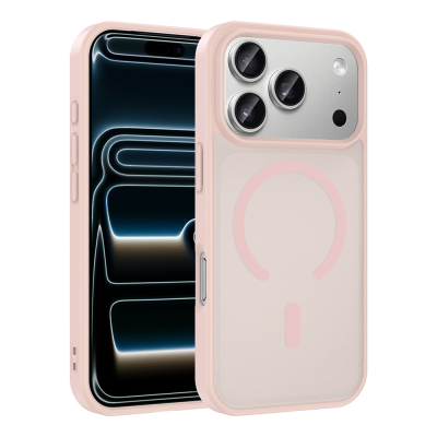 Apple iPhone 18 Pro Max Case M-safe Charging Feature Zore Flat Cover Pink