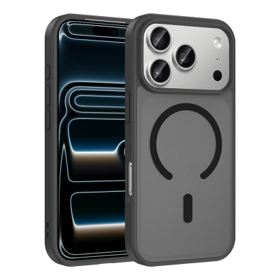 Apple iPhone 18 Pro Max Case M-safe Charging Feature Zore Flat Cover Black