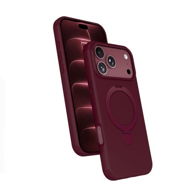 Apple iPhone 18 Pro Max Case M-safe Charging Stand Zore Samara Cover Bordo